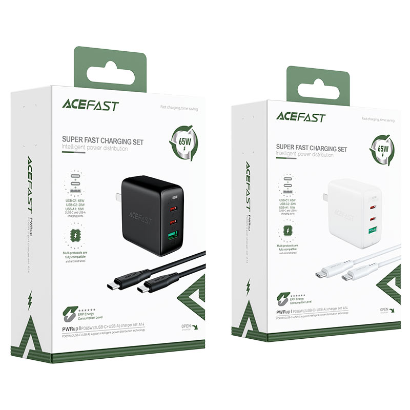 acefast a14 65w wall charger packaging