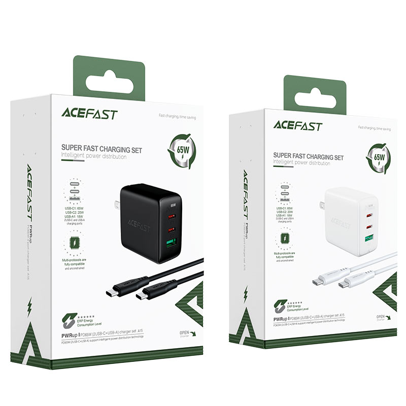 acefast a15 65w wall charger packaging