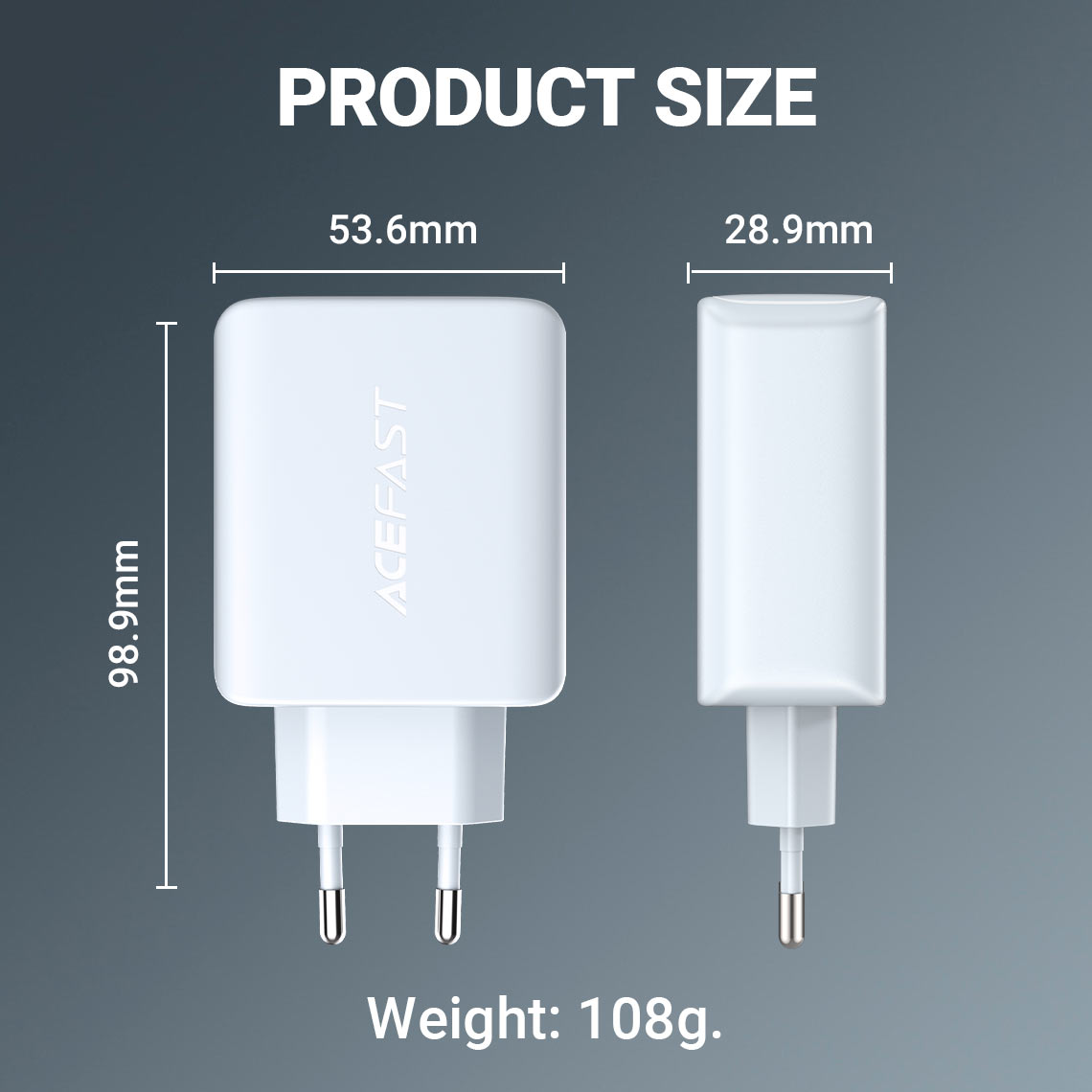 acefast a9 wall charger product size