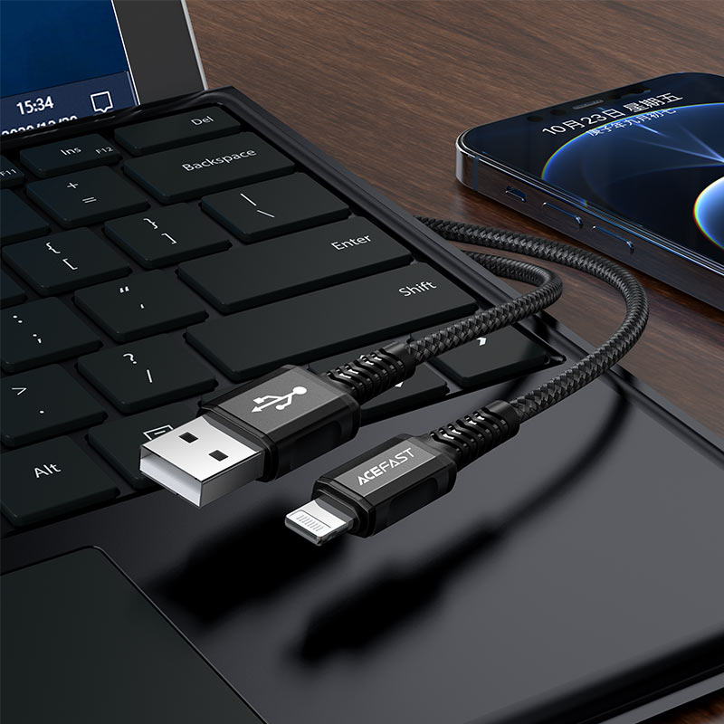 acefast c1 02 charging data cable usb a to lightning overview