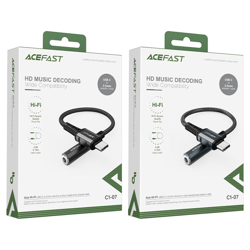 acefast c1 07 usb c to 3 5 mm aluminum alloy headphones adapter cable packages