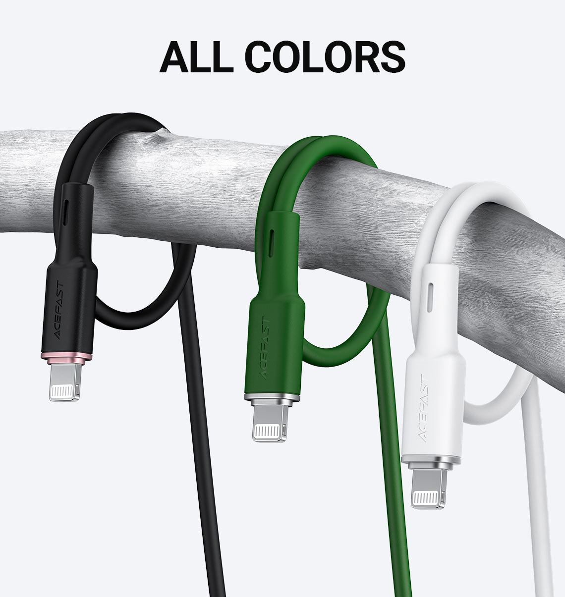 acefast c2 01 usbc to lightning silicone charging data cable colors