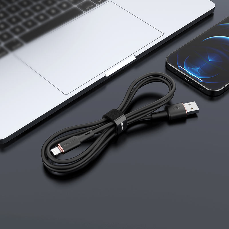 acefast c2 02 usb a to lightning zinc alloy silicone charging data cable interior