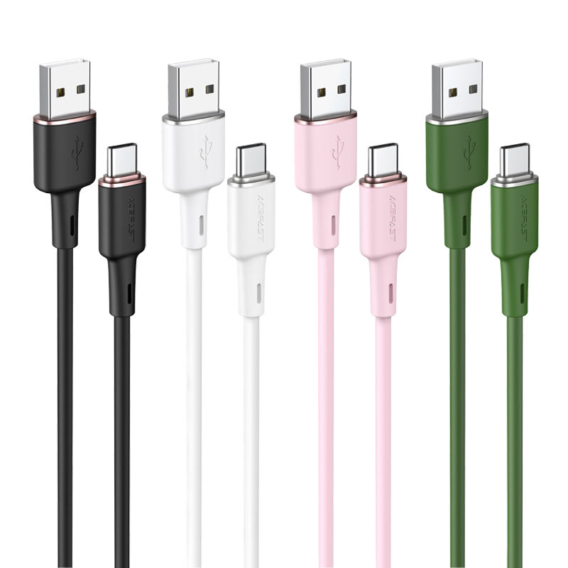 acefast c2 04 usb a to usb c zinc alloy silicone charging data cable colors