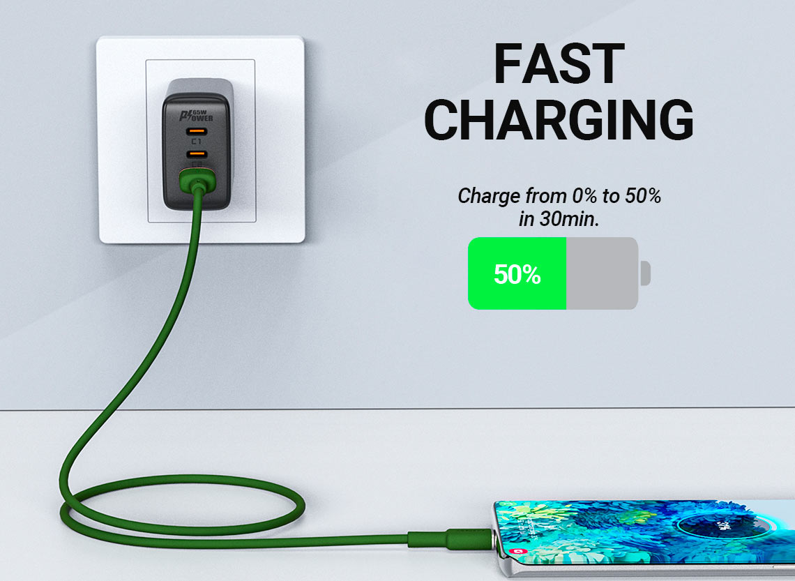 acefast c2 04 usba to usbc charging data cable fast charging