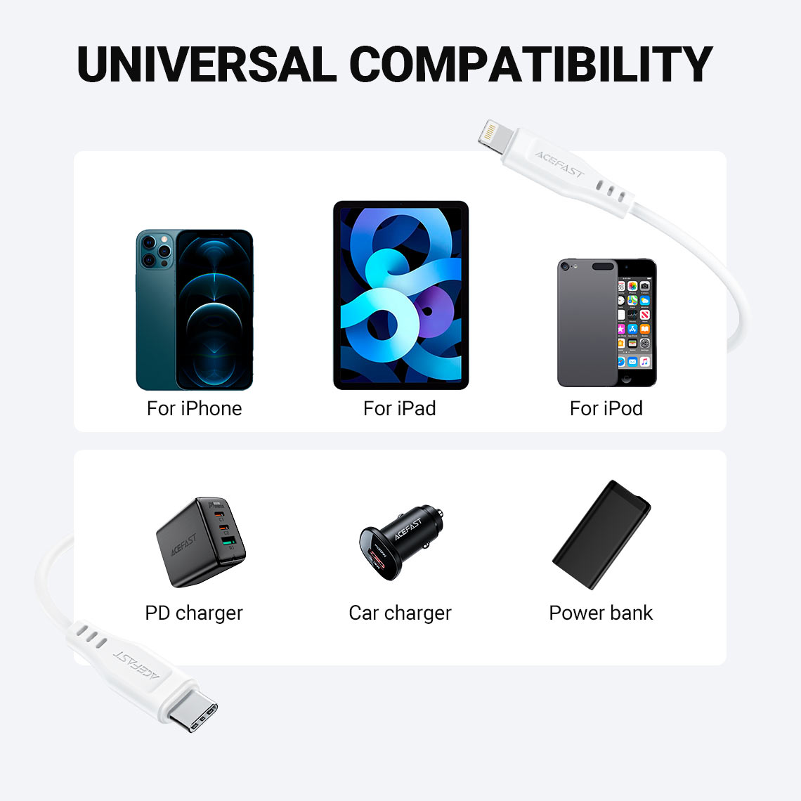 acefast c3 01 usbc to lightning charging data cable universal compatibility