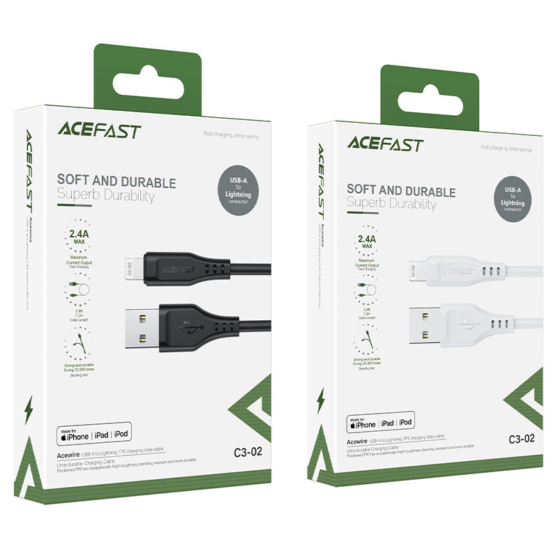 acefast c3 02 usb a to lightning tpe charging data cable package