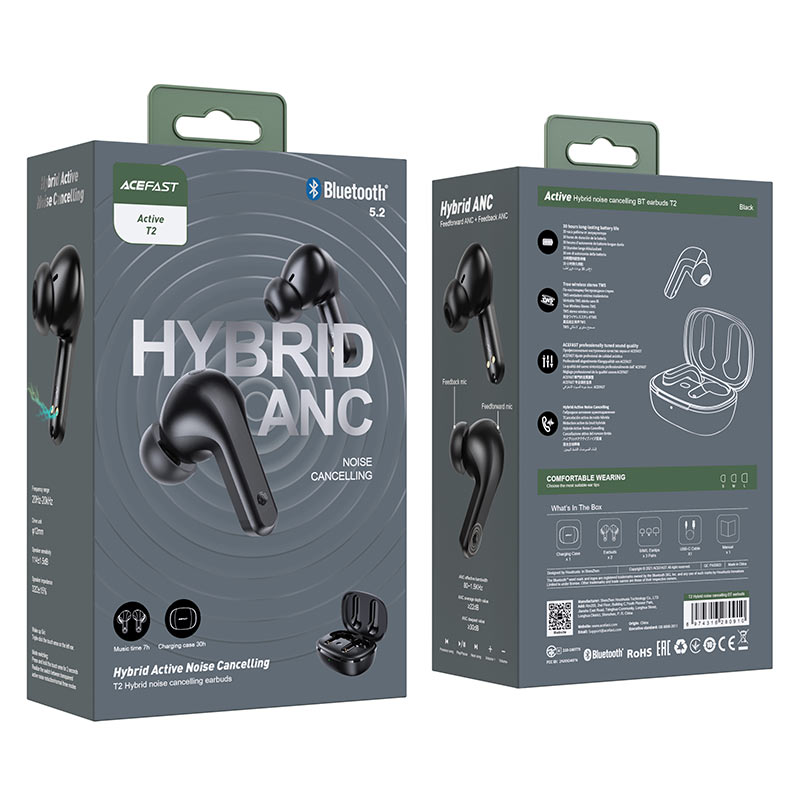 acefast t2 hybrid enc tws headset package
