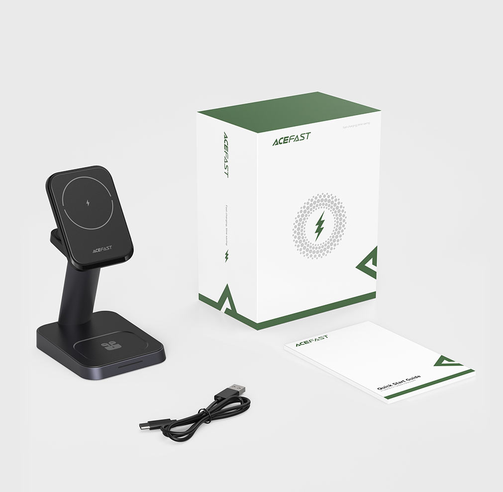 acefast e3 desktop 3in1 wireless charging stand in package