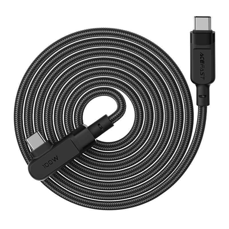 acefast c5 03 usb c to usb c 100w right angled charging data cable braided