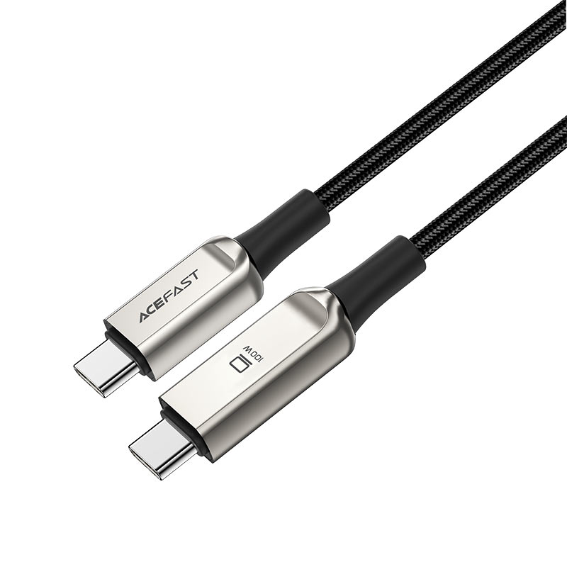 acefast c6 03 usb c to usb c 100w braided charging data cable with digital display connectors