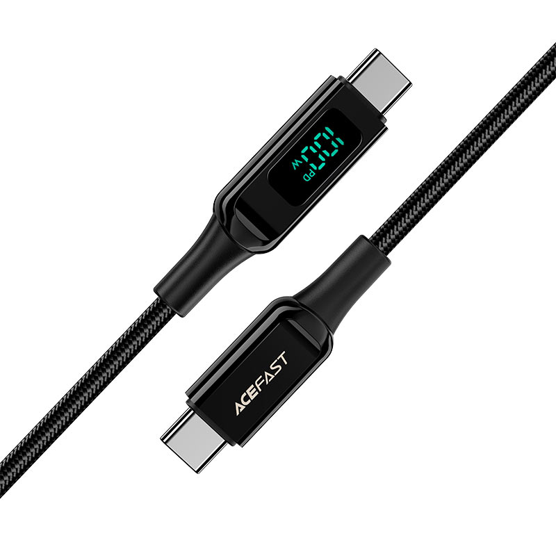 acefast c6 03 usb c to usb c 100w braided charging data cable with digital display