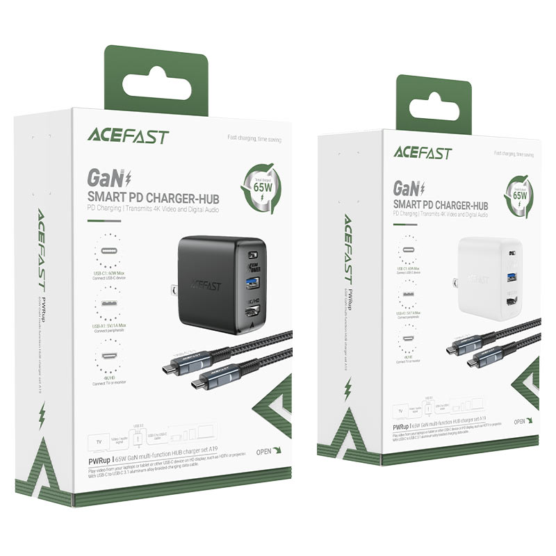 acefast a19 65w gan multifunction hub charger set us packages