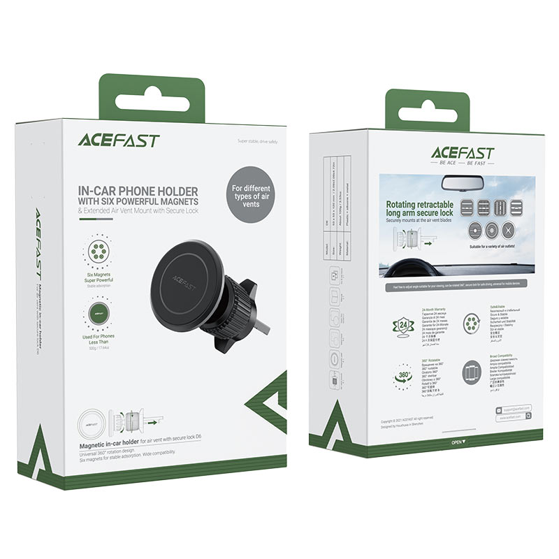 acefast d6 air vent magnetic car holder package