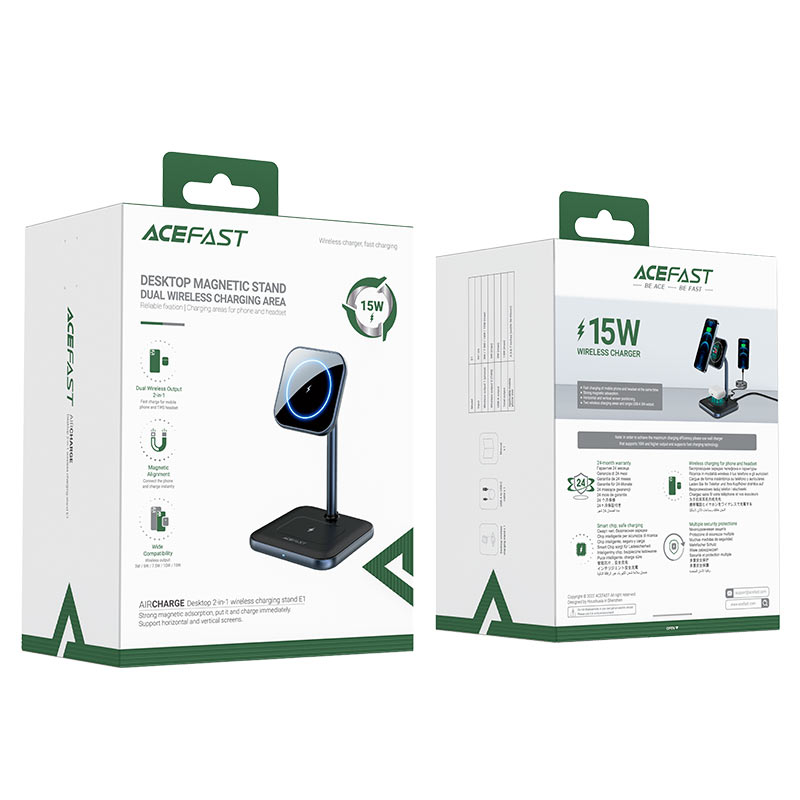 acefast e1 desktop 2in1 wireless charging stand packaging