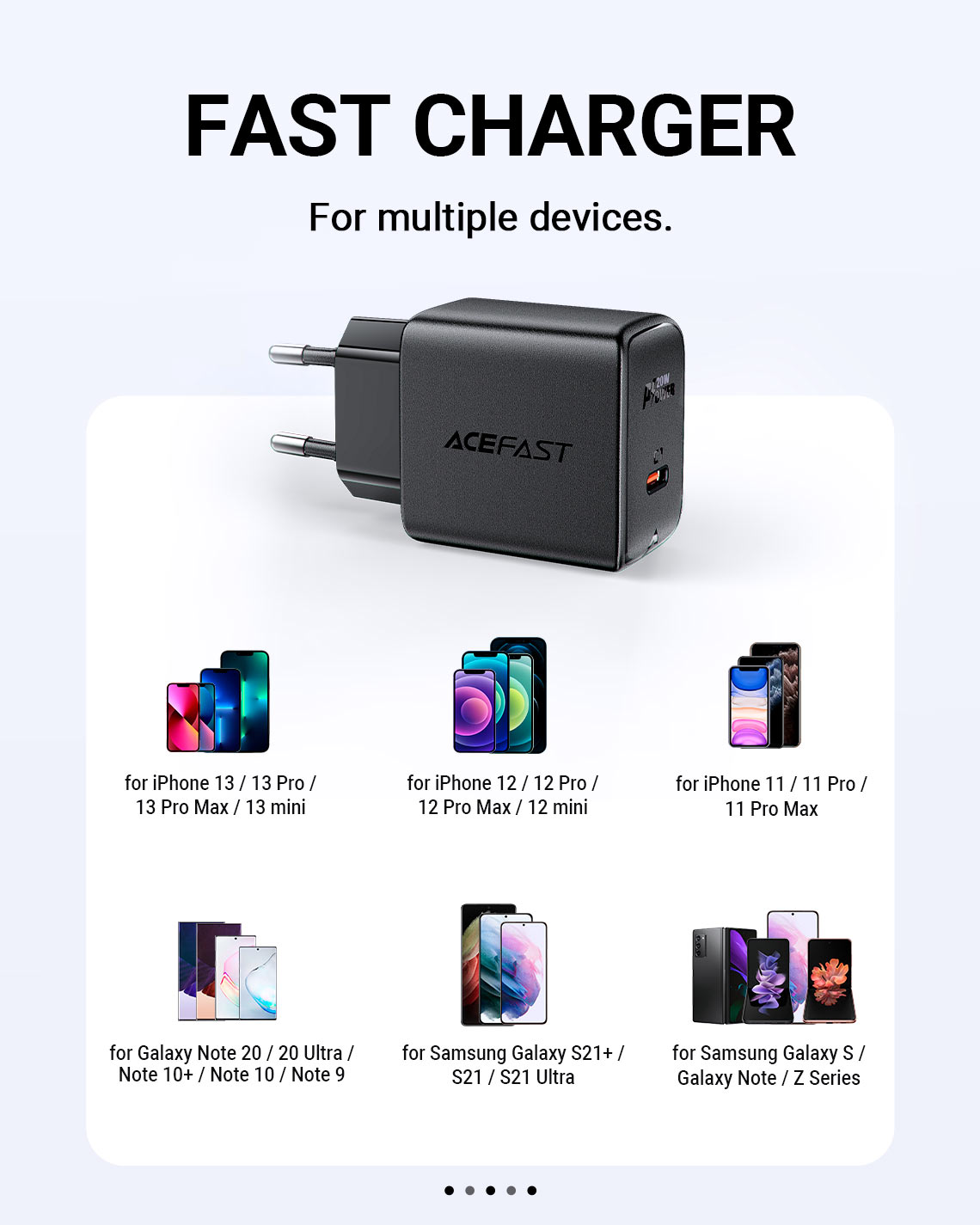 acefast a1 pd20w wall charger multiple devices