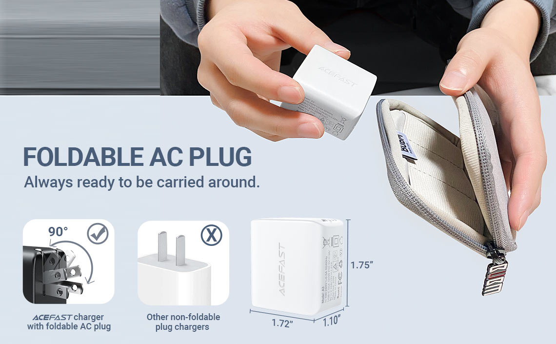 acefast a3 pd20w wall charger foldable ac plug