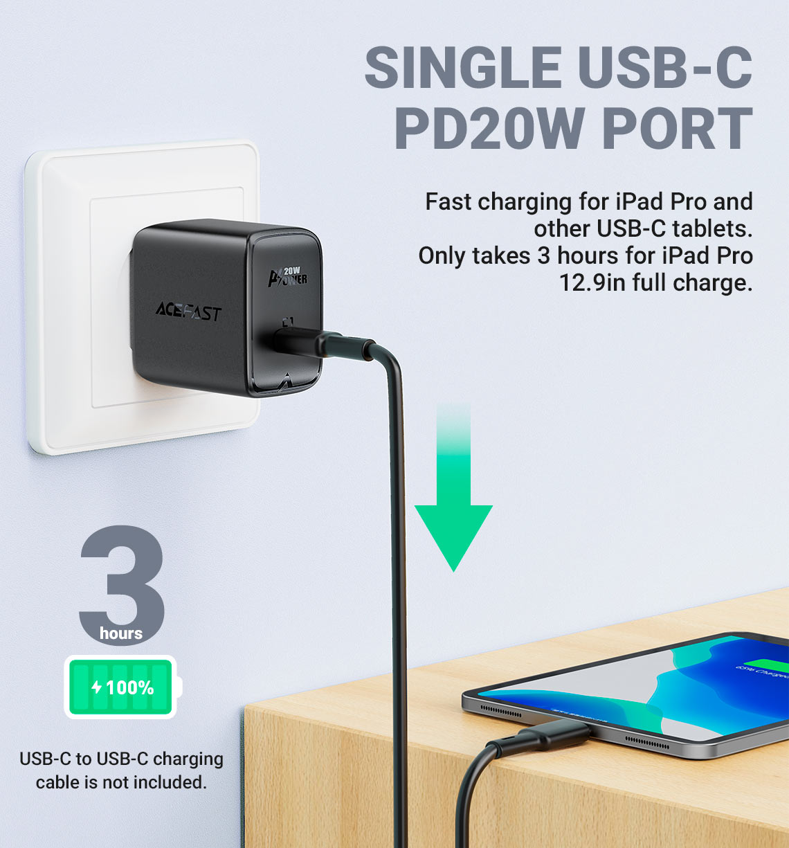 acefast a3 pd20w wall charger single usbc