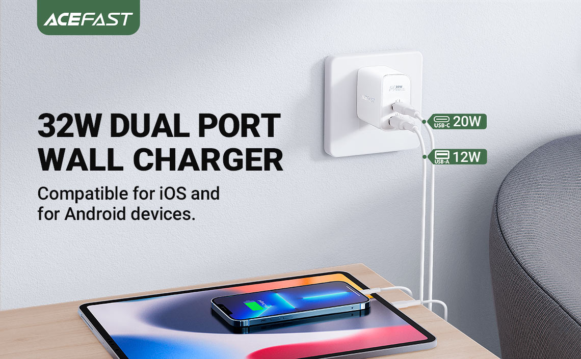 acefast a7 32w wall charger 32w dual port