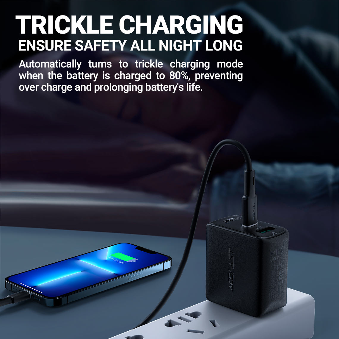 acefast a7 32w wall charger trickle charging