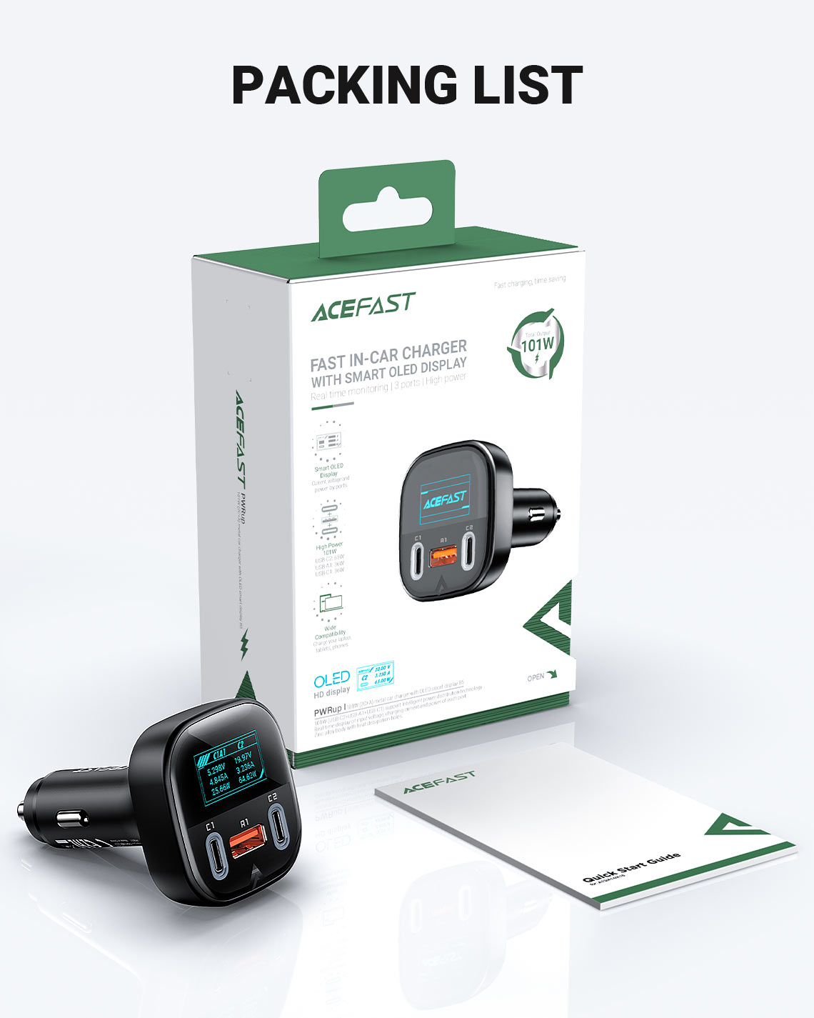 acefast b5 101w car charger packing list