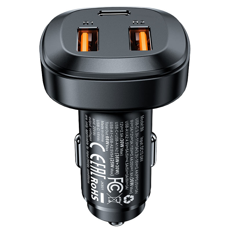 acefast b9 66w three port car charger specs