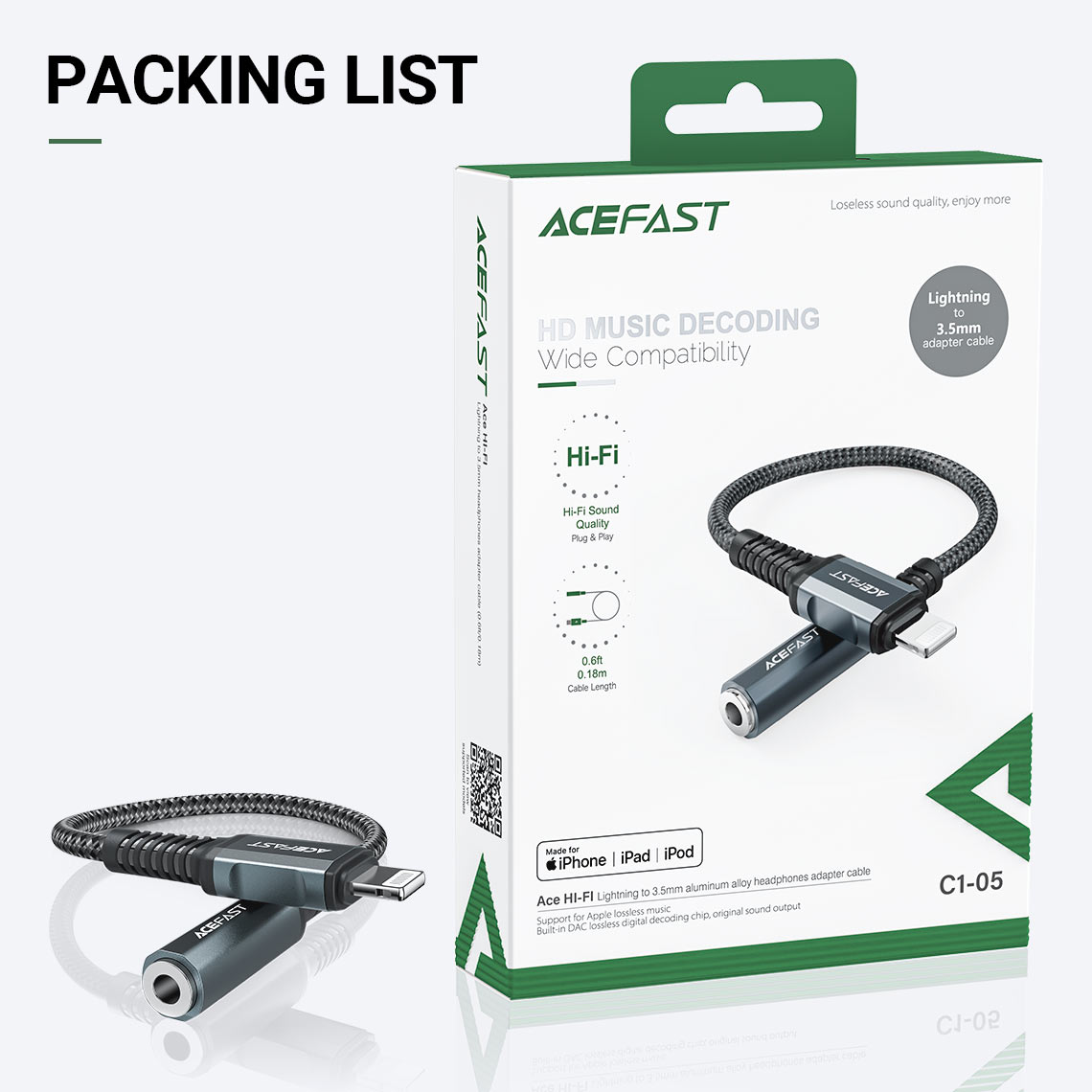 acefast c1 05 adapter cable packing list