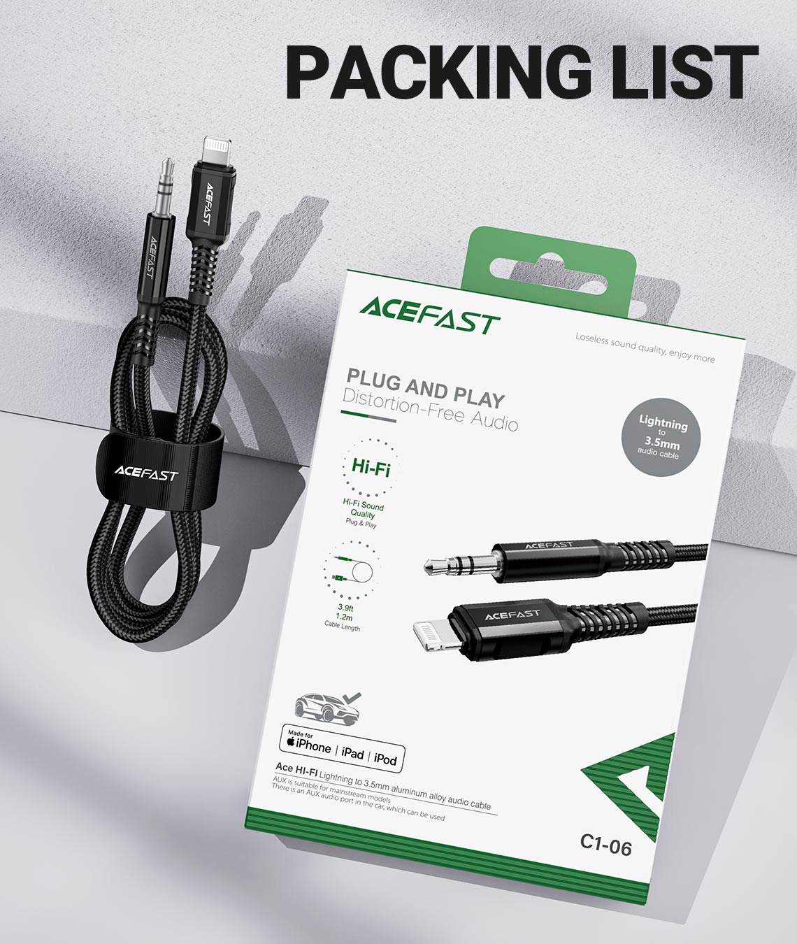 acefast c1 06 audio cable packing list