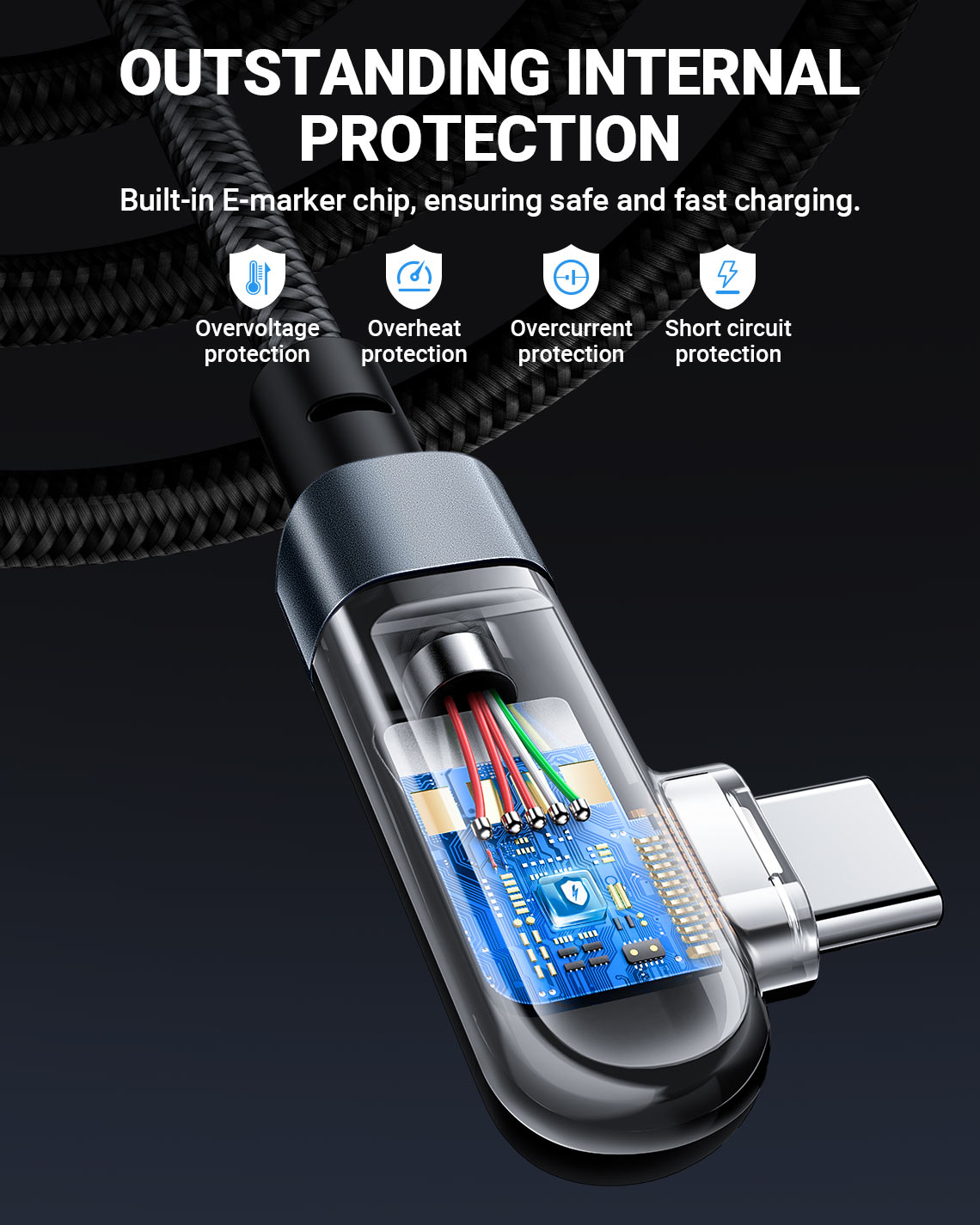 acefast c5 03 usbc to usbc 100w charging data cable internal protection