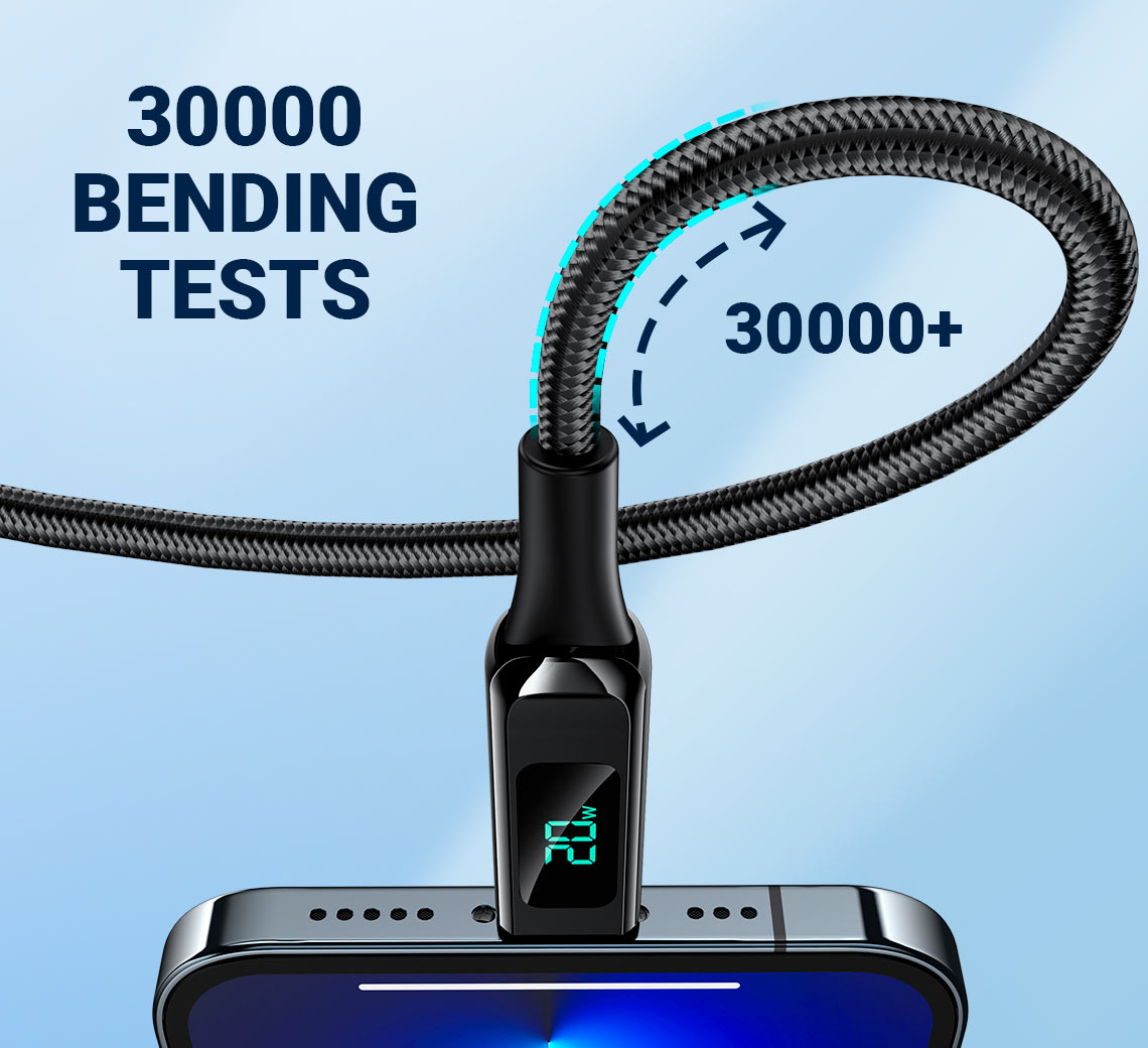 acefast c6 01 usbc to lightning charging data cable bending tests