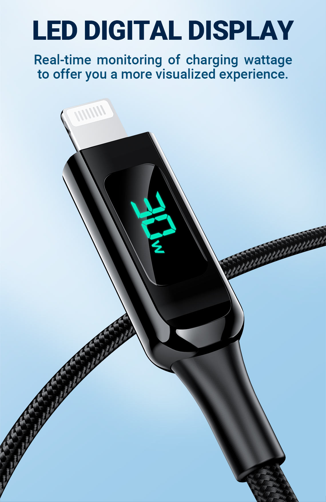 acefast c6 01 usbc to lightning charging data cable led digital display