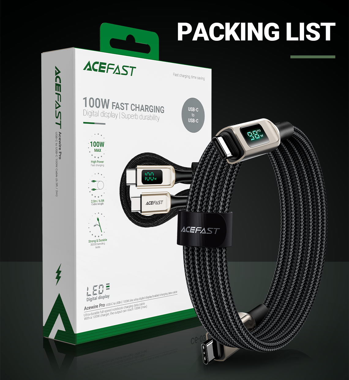 acefast c6 03 usbc to usbc charging data cable packing list