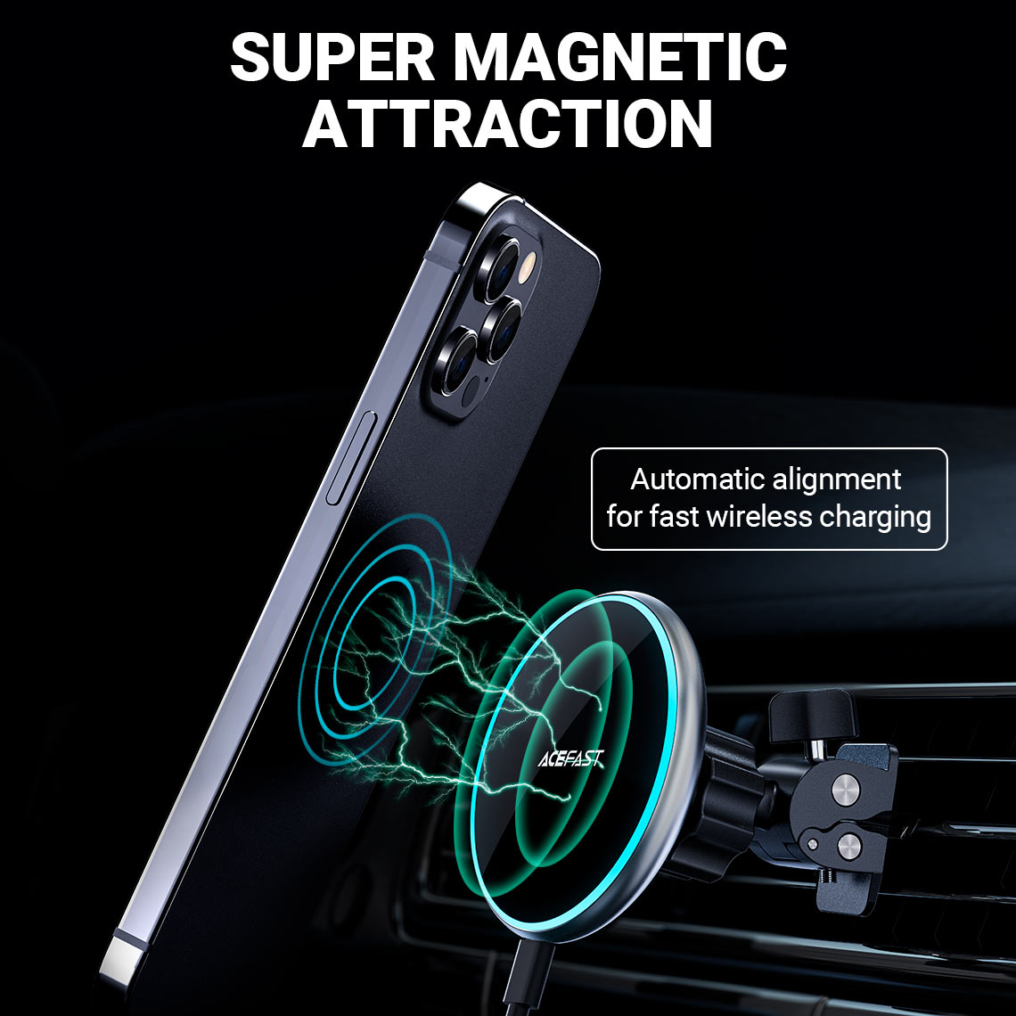 acefast d3 magnetic car holder wireless charger magnetic attraction