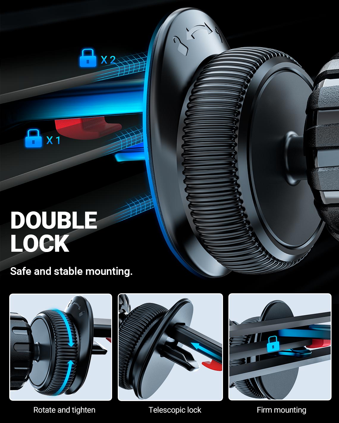 acefast d7 magnetic car holder double lock