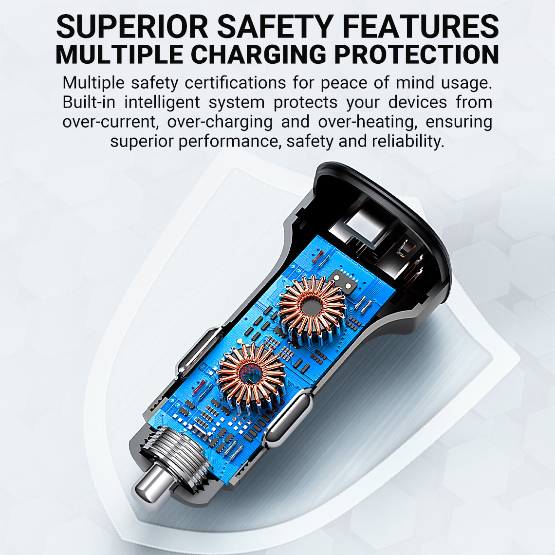 acefast b9 66w car charger superior safety features