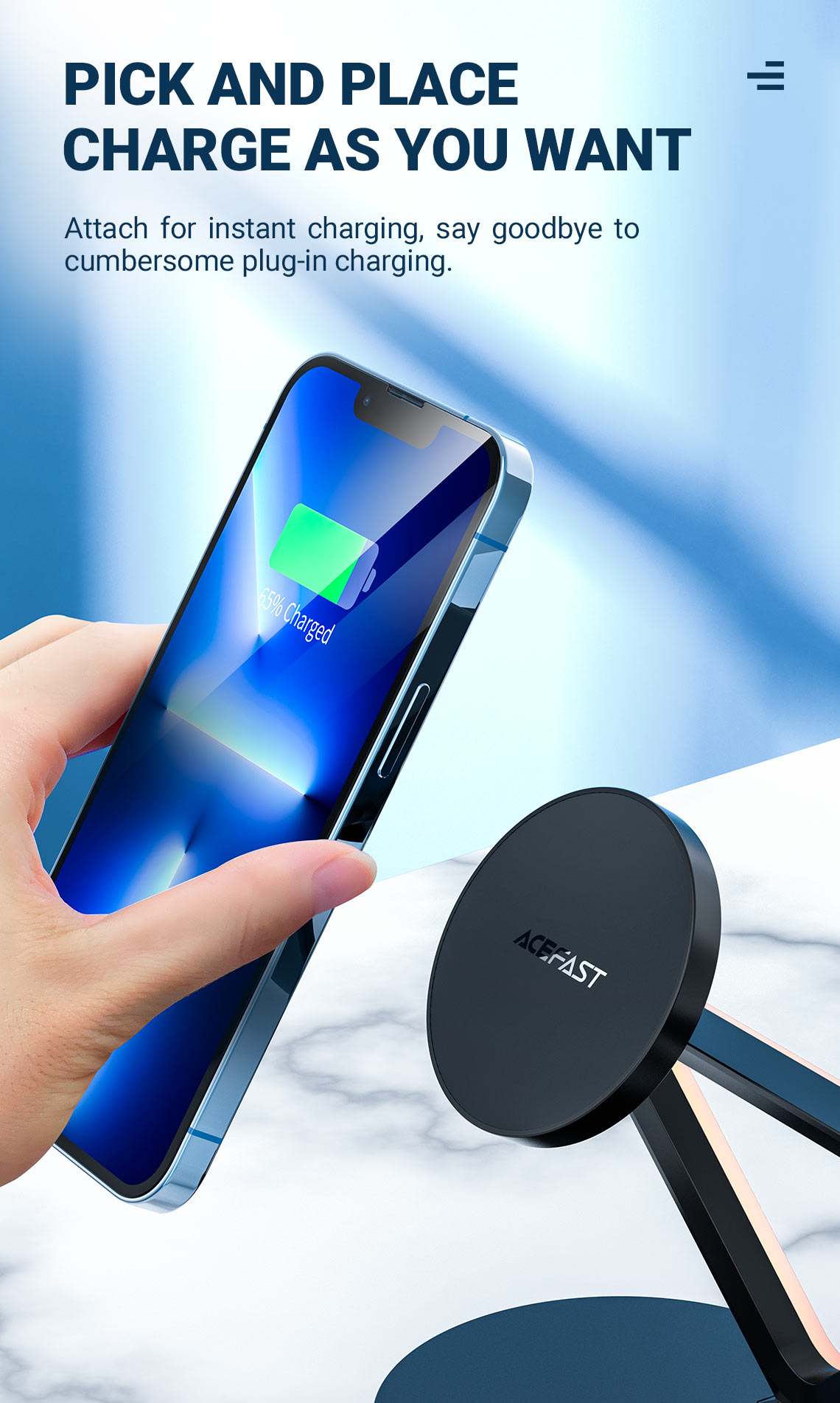 acefast e9 desktop 3in1 wireless charging holder pick and place
