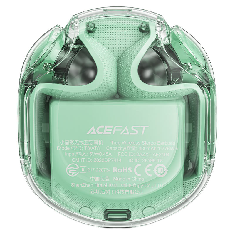 acefast t8 crystal color tws earbuds case