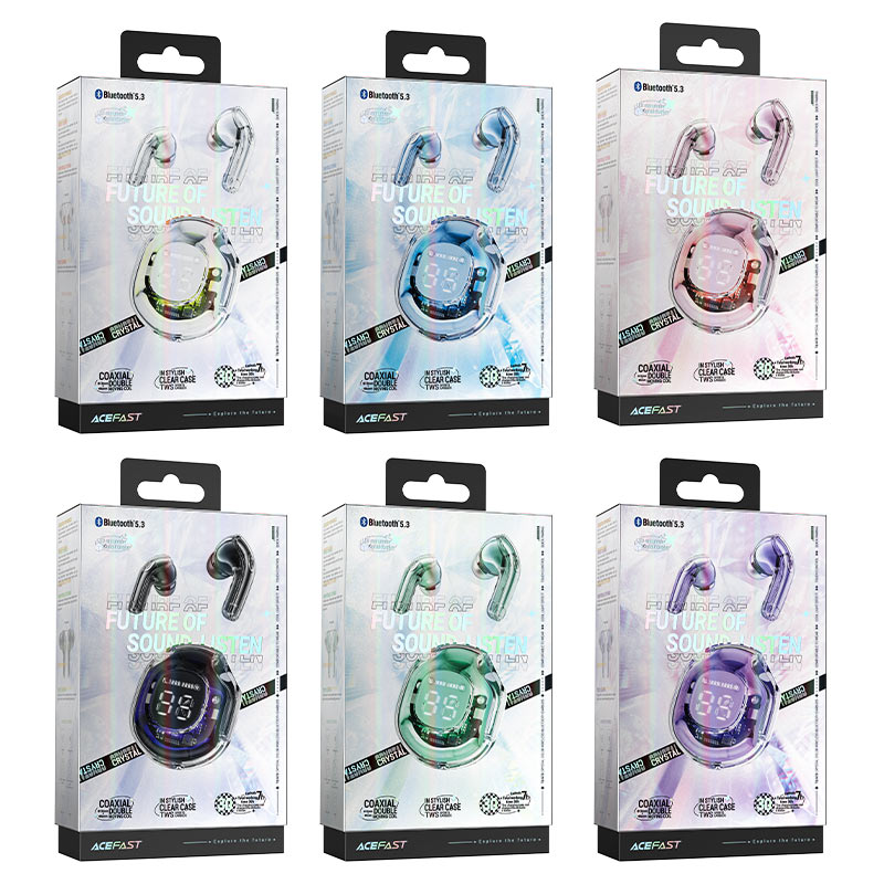 acefast t8 crystal color tws earbuds packaging
